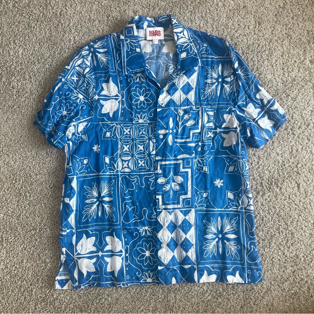 Solid & Striped Geometric Pattern Short Sleeve Li… - image 2